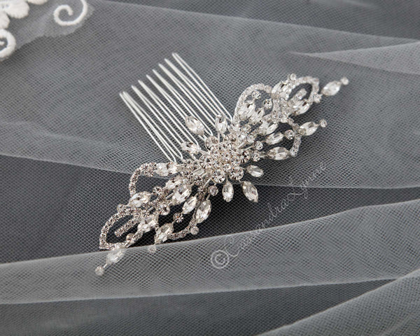 Marquise Burst Bridal Veil Comb - Cassandra Lynne