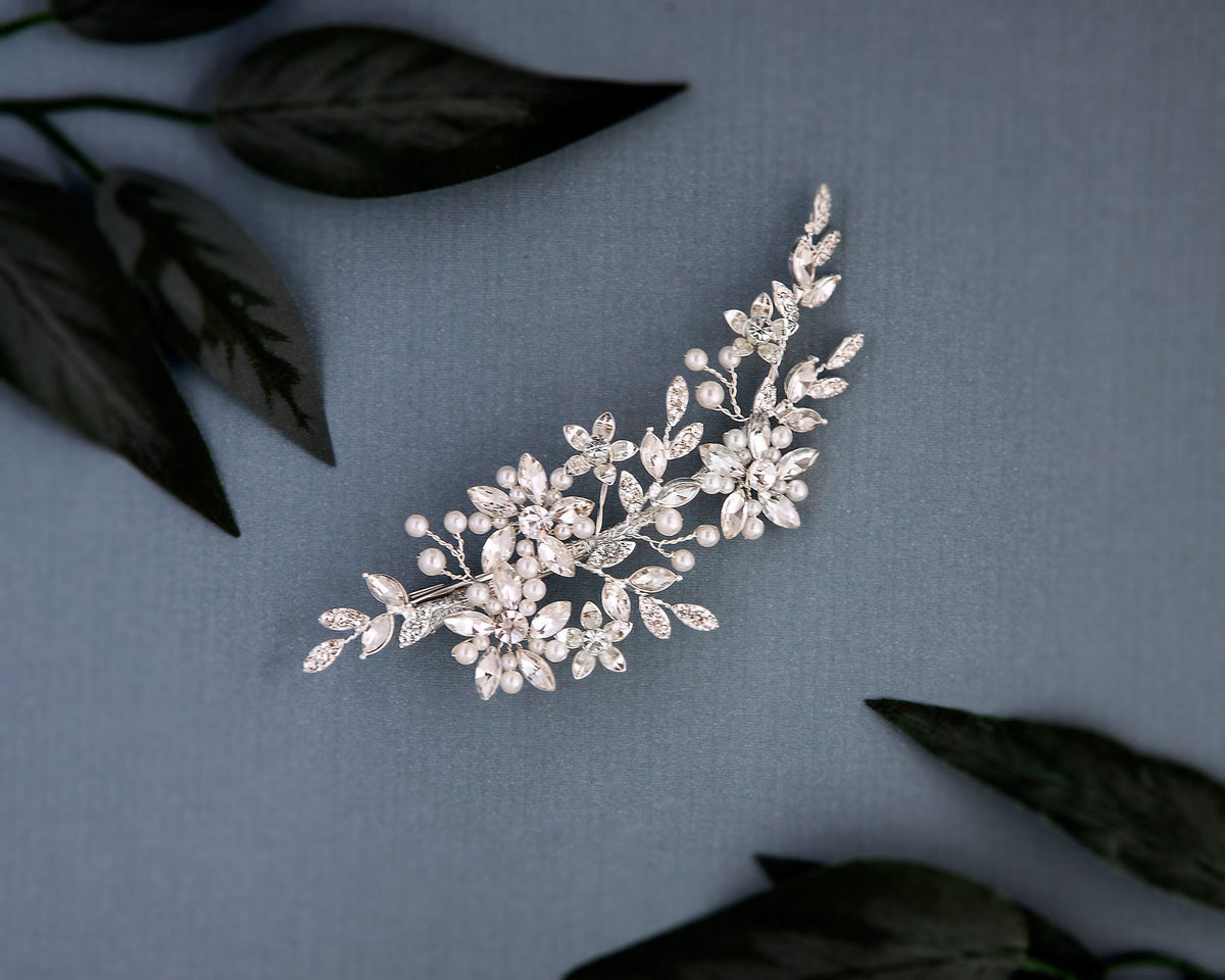 Marquise Flower and Pearl Hair Clip - Cassandra Lynne