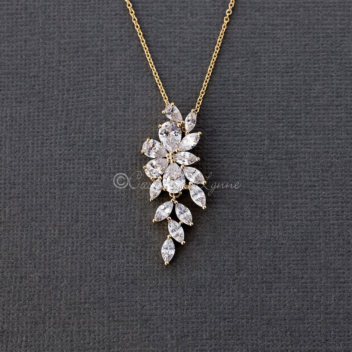 Marquise Flower Vine CZ Pendant Necklace - Cassandra Lynne