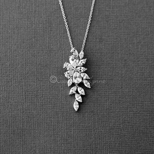 Marquise Flower Vine CZ Pendant Necklace - Cassandra Lynne