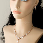 Marquise Leaf Bridal Necklace and Earrings Adjustable Set - Necklace Set - Cassandra Lynne