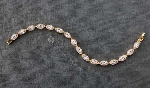 Pave Leaf Cubic Zirconia Tennis Bracelet
