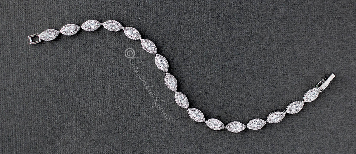 Marquise Leaf Cubic Zirconia Tennis Bracelet - Cassandra Lynne
