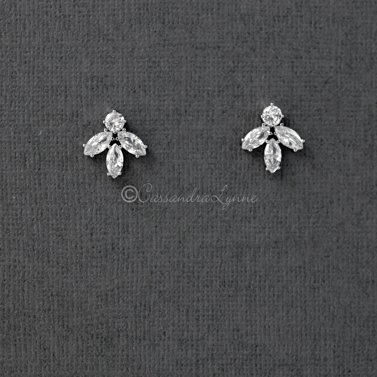 Minimalist Marquise Leaf CZ Stud Earrings - Cassandra Lynne