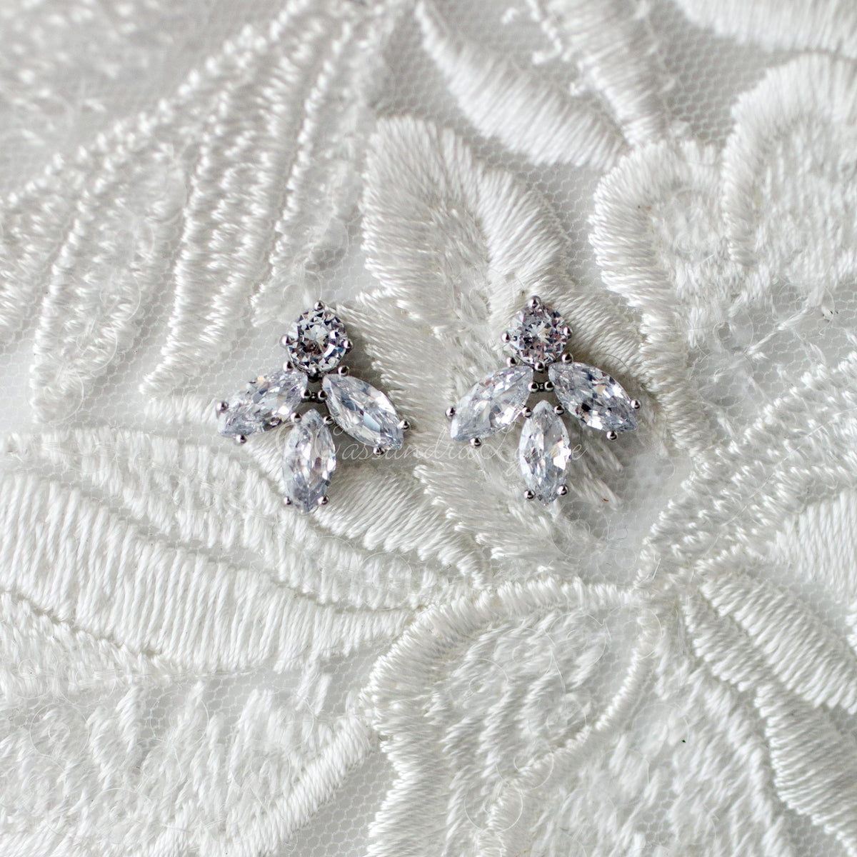 Minimalist Marquise Leaf CZ Stud Earrings - Cassandra Lynne