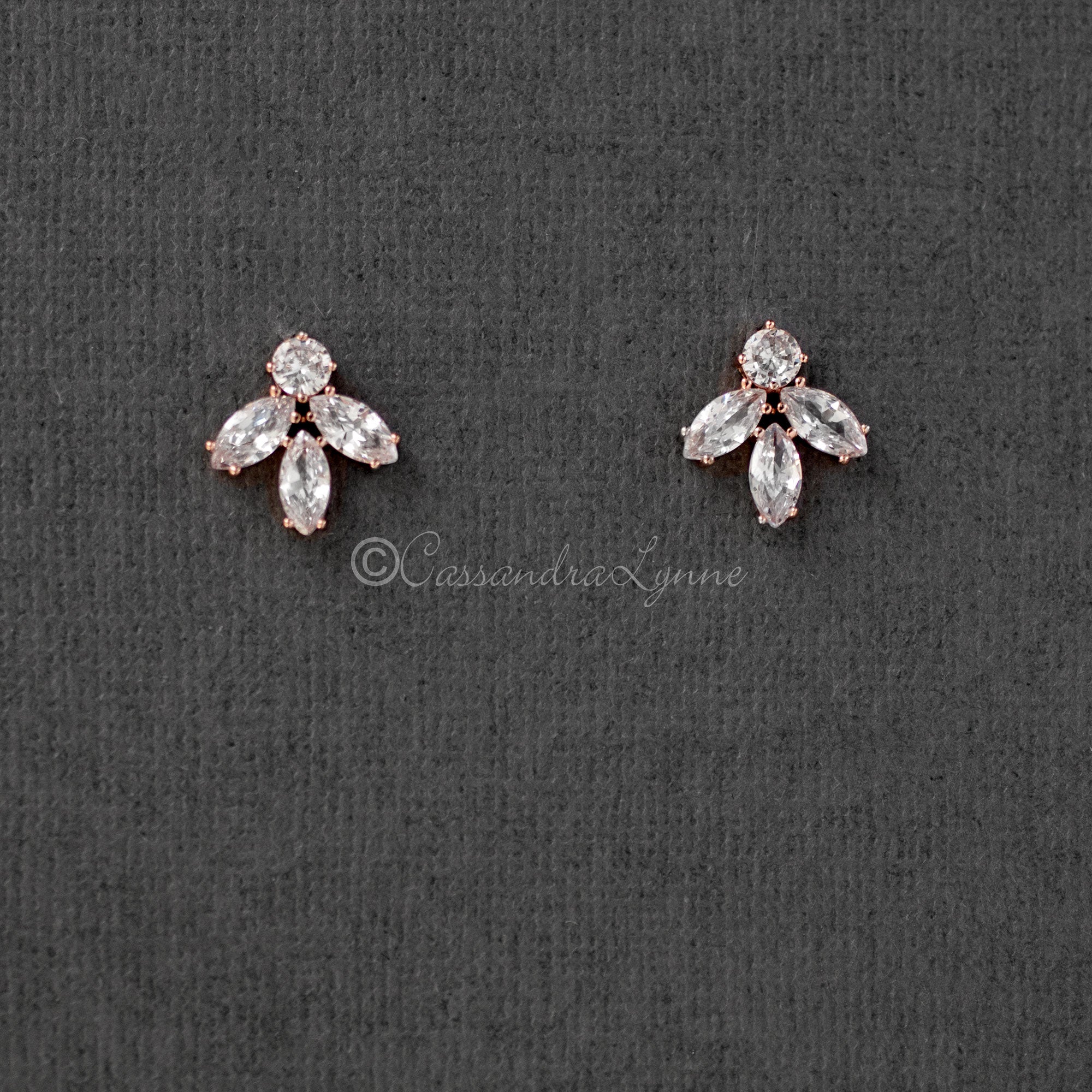 Minimalist Marquise Leaf CZ Stud Earrings - Cassandra Lynne