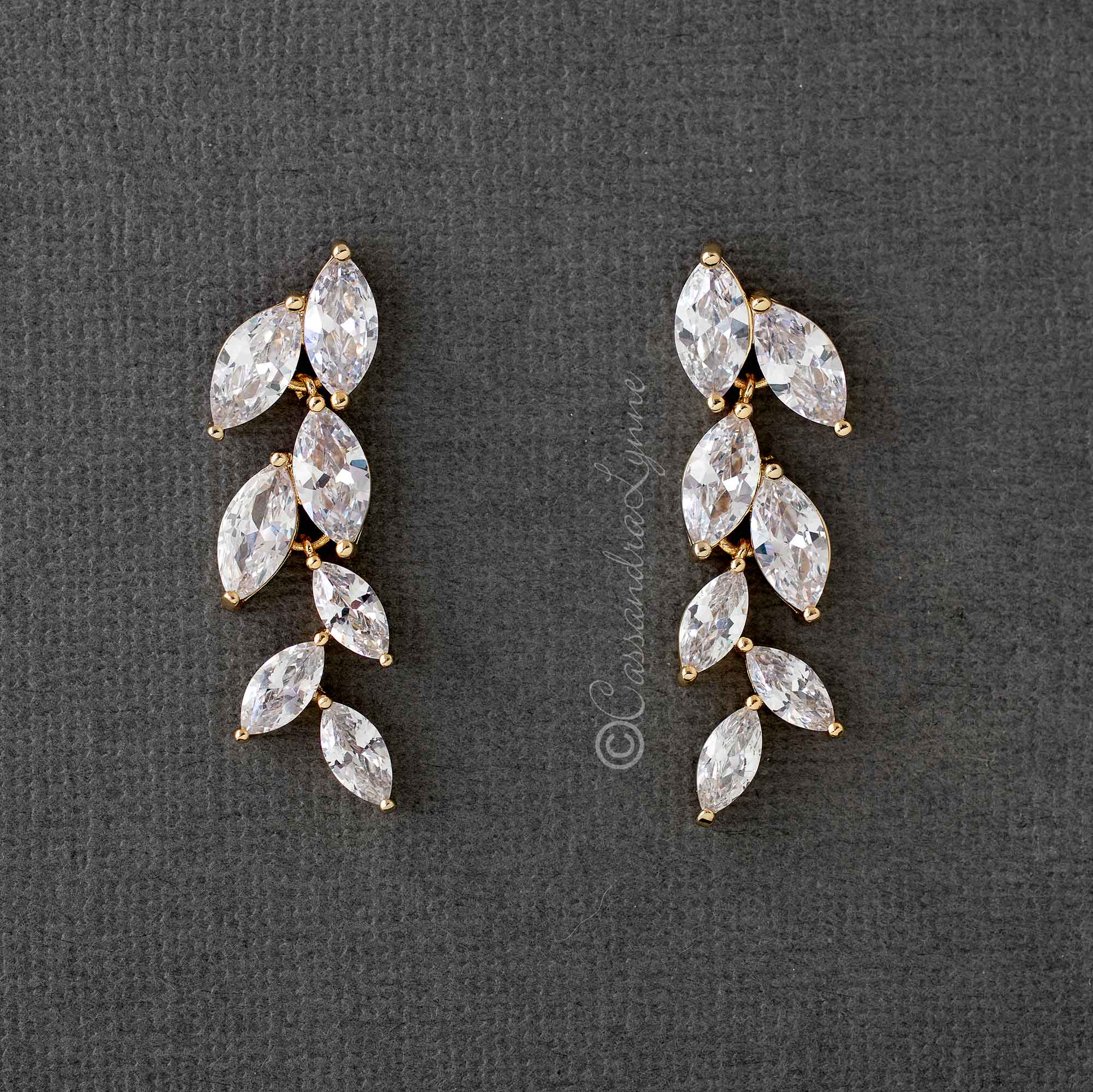 Marquise Leaf Dangle CZ Earrings - Earrings - Cassandra Lynne