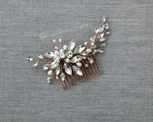 Marquise Spray Bridal Comb with Pearls - Cassandra Lynne