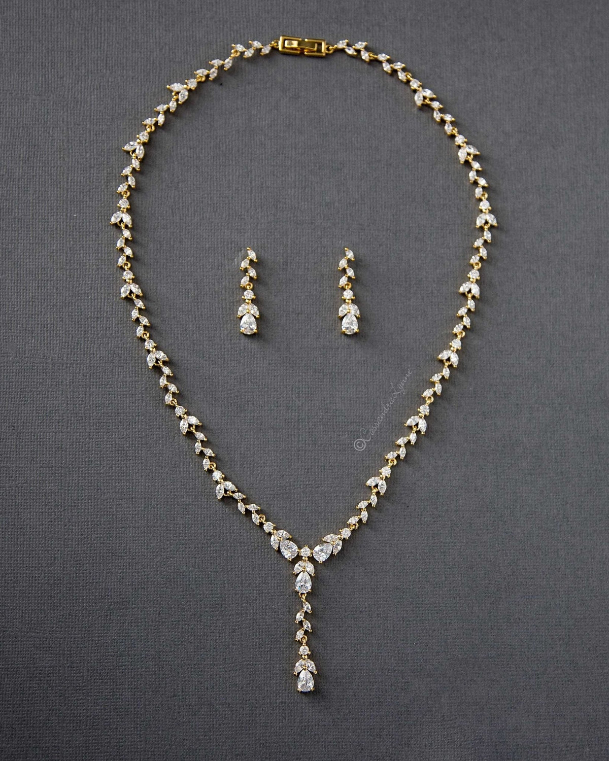 Marquise Vine and Pear Drop CZ Necklace Set - Necklace Set - Cassandra Lynne