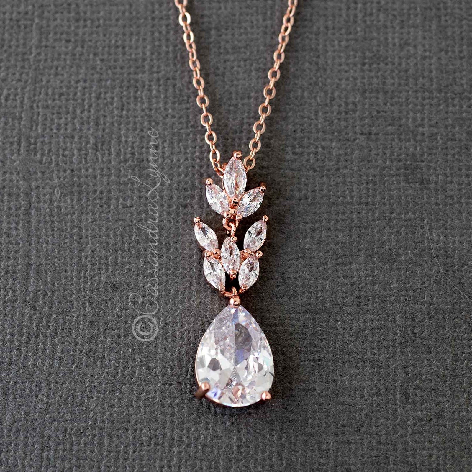 Marquise Water Drop Pendant Necklace Set - Necklace Set - Cassandra Lynne