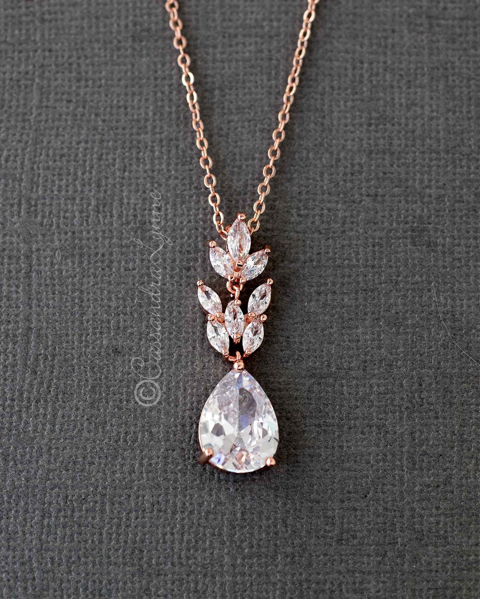 Marquise Water Drop Pendant Necklace Set - Necklace Set - Cassandra Lynne