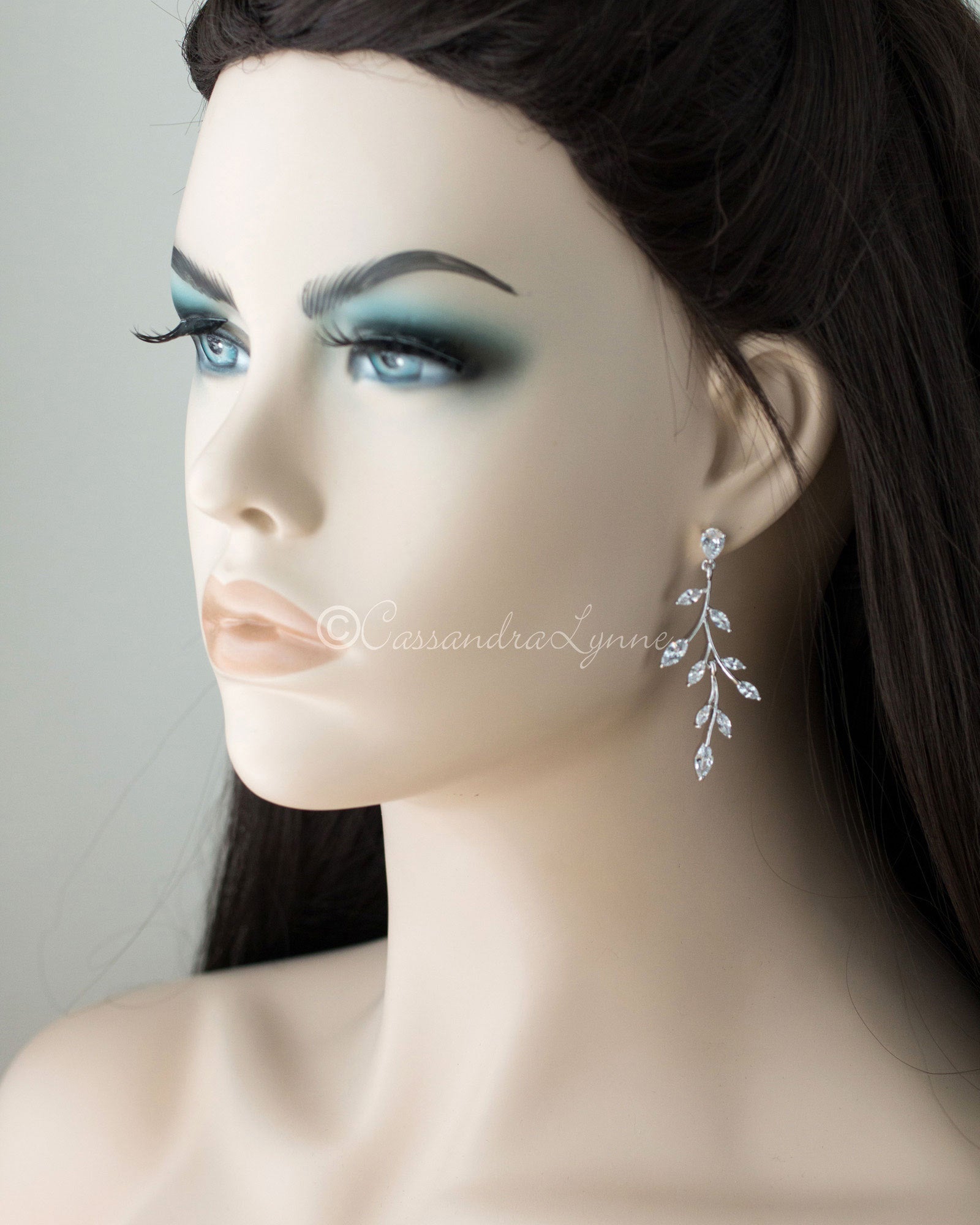 Marquise Wispy Vine CZ Bridal Earrings - Earrings - Cassandra Lynne