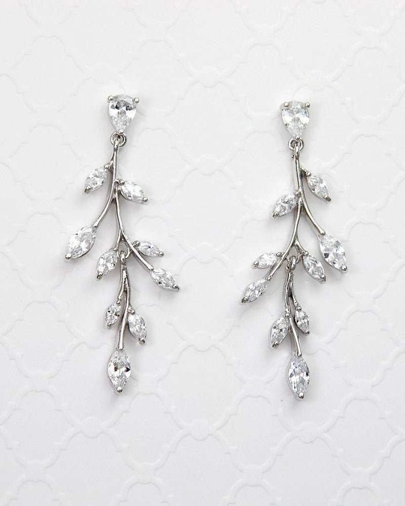 Marquise Wispy Vine CZ Bridal Earrings - Cassandra Lynne