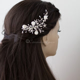 Matte Silver Shells and Starfish Beach Bride Clip - Hair Clips - Cassandra Lynne