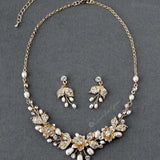 Metal Flowers Wedding Necklace Set - Necklace Set - Cassandra Lynne