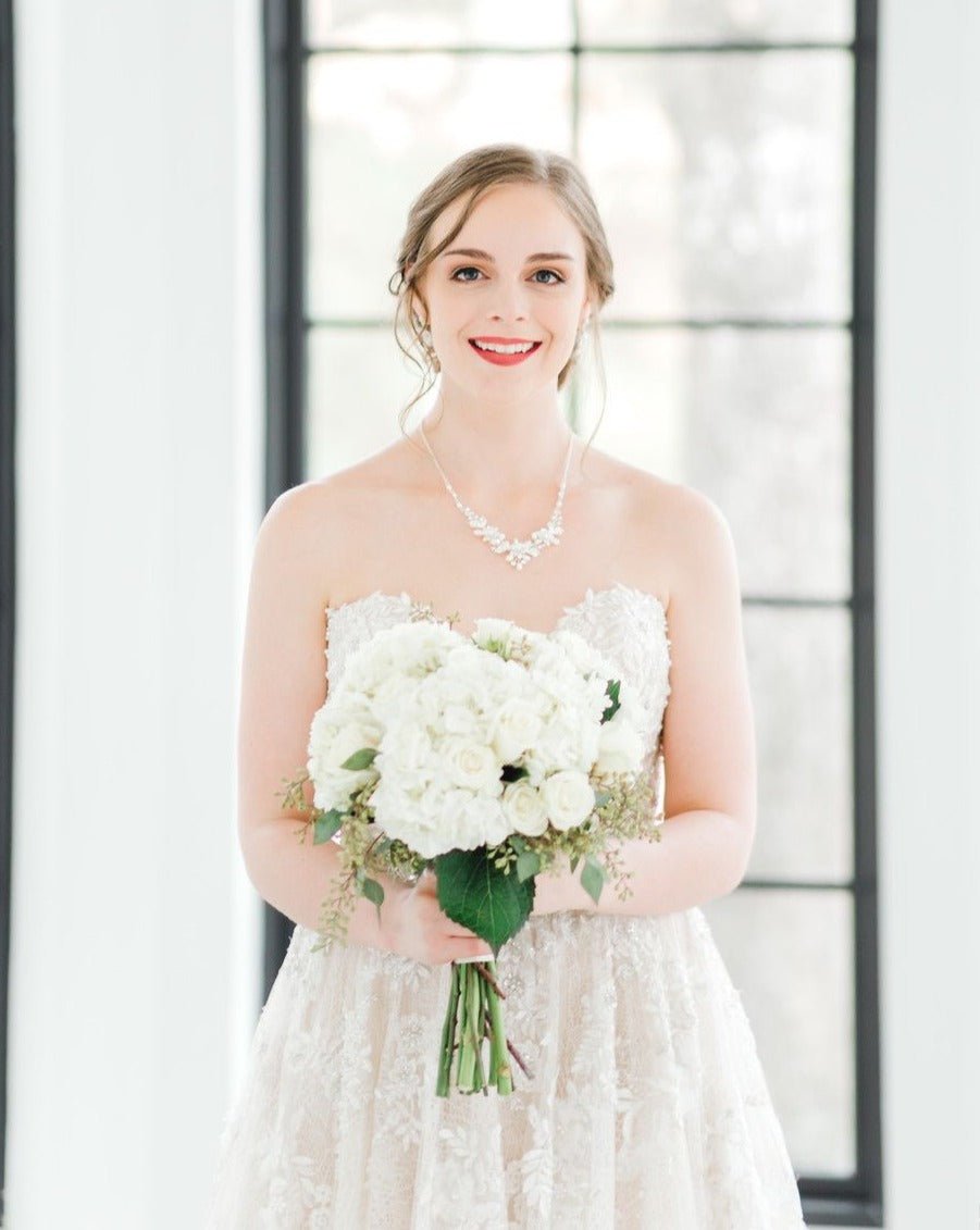 Metal Flowers Wedding Necklace Set - Cassandra Lynne