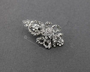 Petite Crystal Bridal Hair Clip Antique Silver
