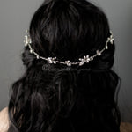 Minimalist Bridal Hair Vine of Beads and Marquise Leaves - Hair Vine - Cassandra Lynne