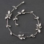 Minimalist Bridal Hair Vine of Beads and Marquise Leaves - Hair Vine - Cassandra Lynne