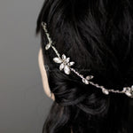 Minimalist Bridal Hair Vine of Beads and Marquise Leaves - Hair Vine - Cassandra Lynne