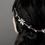 Minimalist Bridal Hair Vine of Beads and Marquise Leaves - Hair Vine - Cassandra Lynne