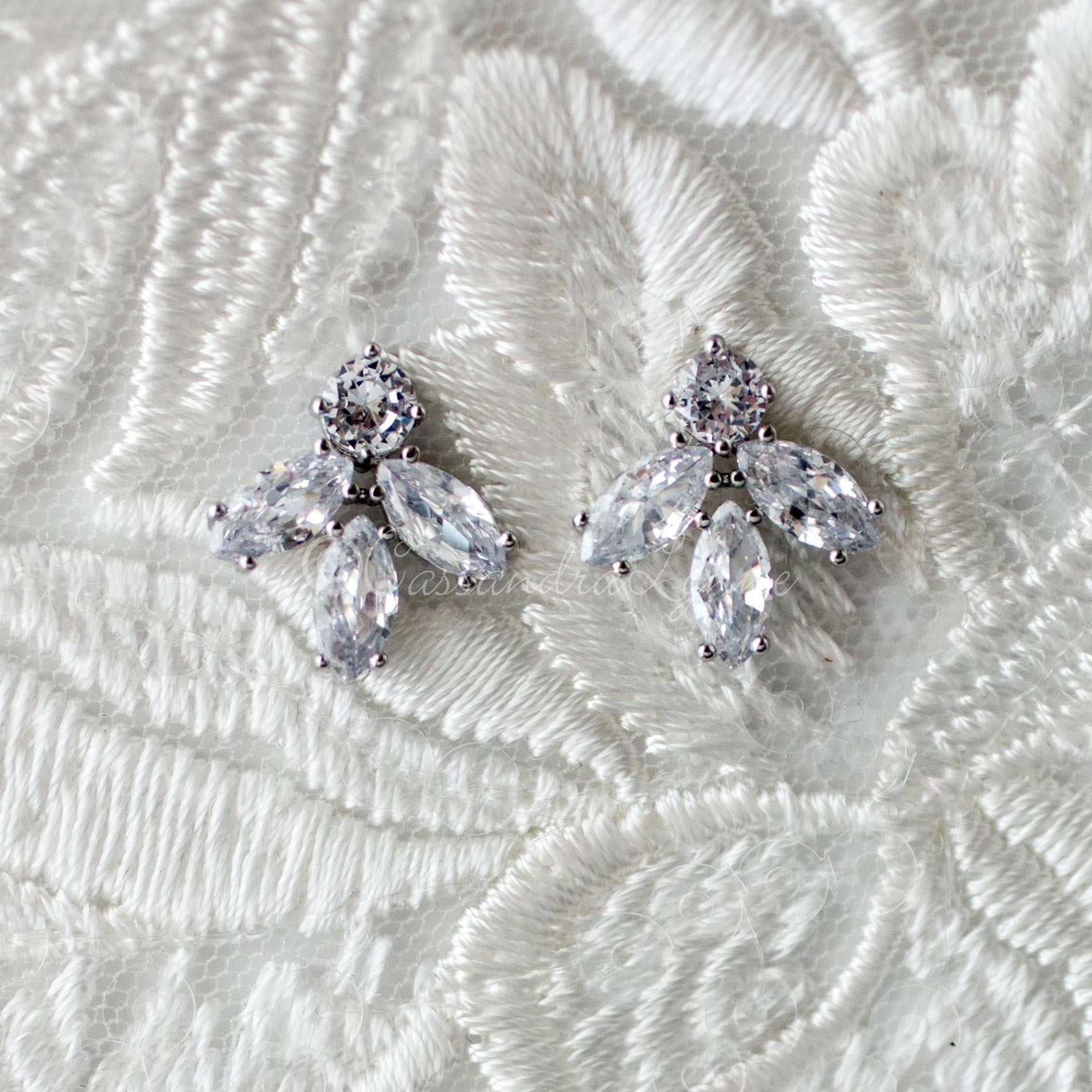 Minimalist Marquise Leaf CZ Stud Earrings - Earrings - Cassandra Lynne