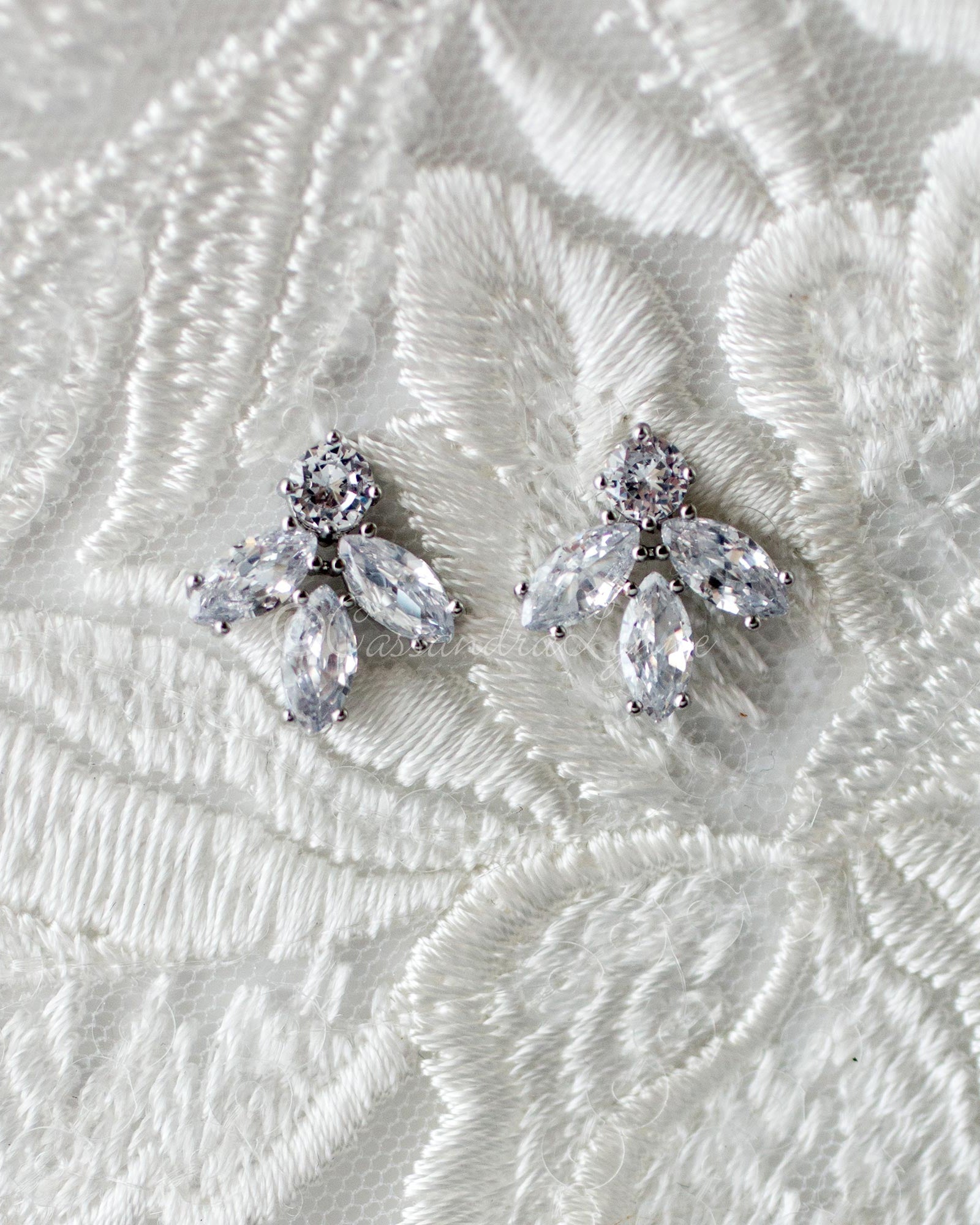 Minimalist Marquise Leaf CZ Stud Earrings - Earrings - Cassandra Lynne