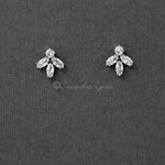 Minimalist Marquise Leaf CZ Stud Earrings - Earrings - Cassandra Lynne