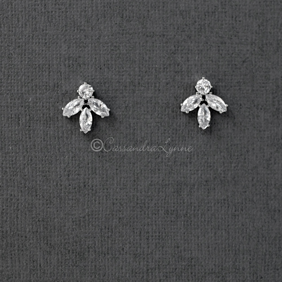 Minimalist Marquise Leaf CZ Stud Earrings - Earrings - Cassandra Lynne