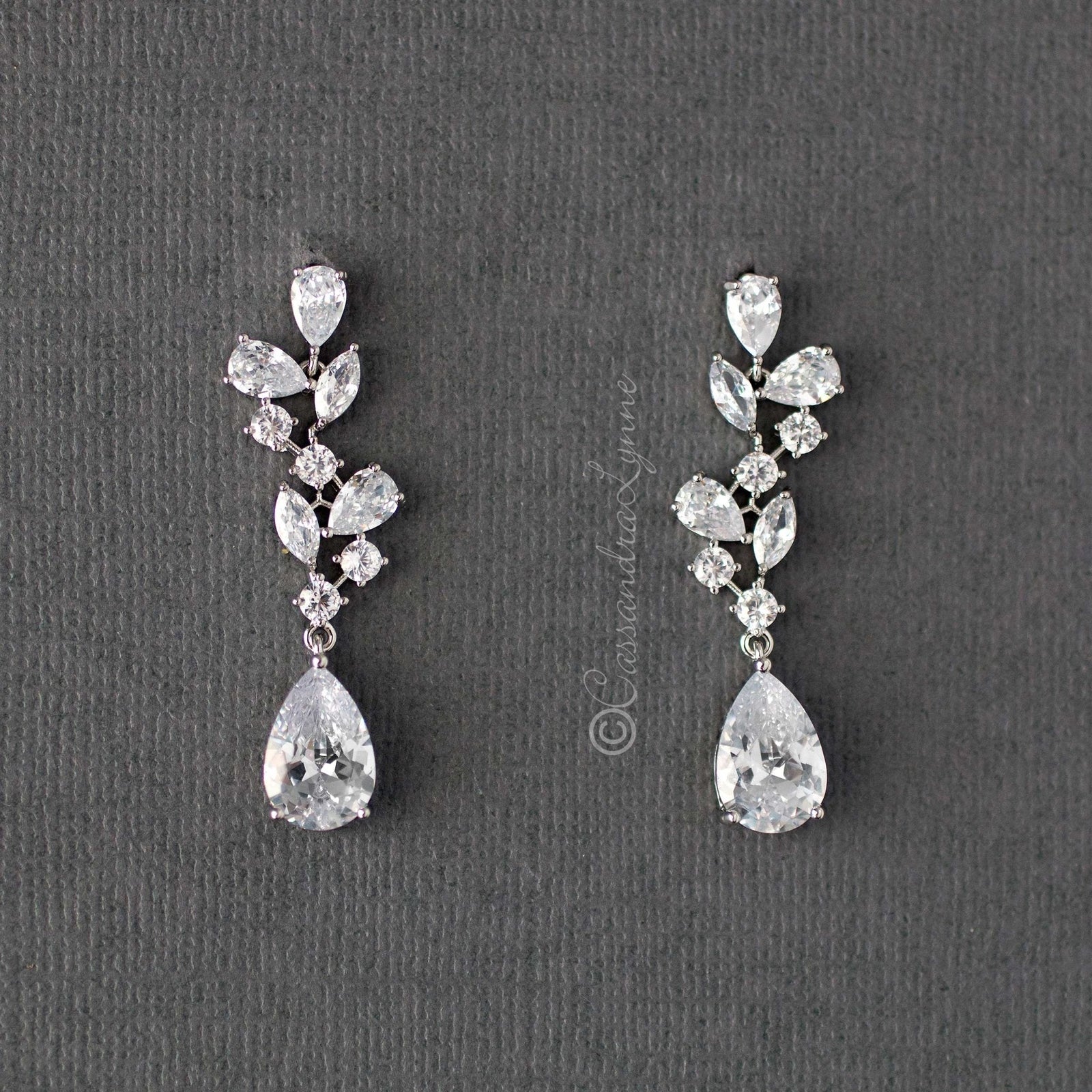 Multi - Shape Cluster CZ Bridal Earrings - Earrings - Cassandra Lynne