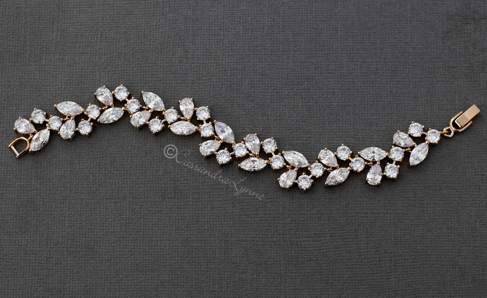 Multi Shape Cubic Zirconia Bracelet for Weddings - Cassandra