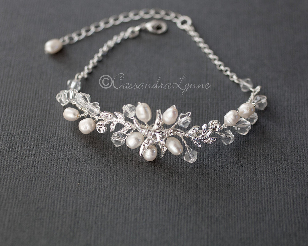 Nautical Wedding Starfish Bracelet with Pearls - Bracelet - Cassandra Lynne