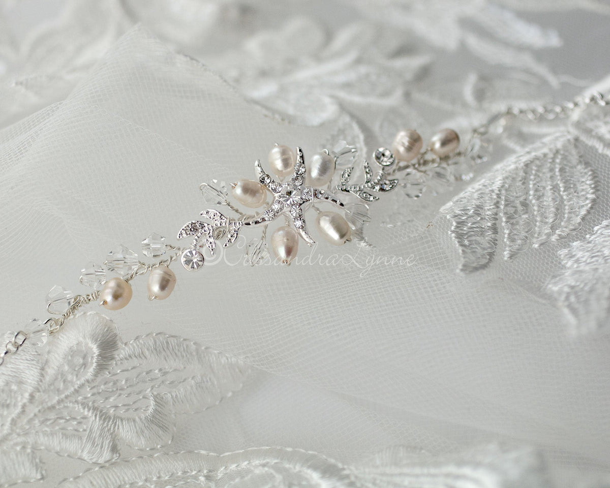 Nautical Wedding Starfish Bracelet with Pearls - Bracelet - Cassandra Lynne