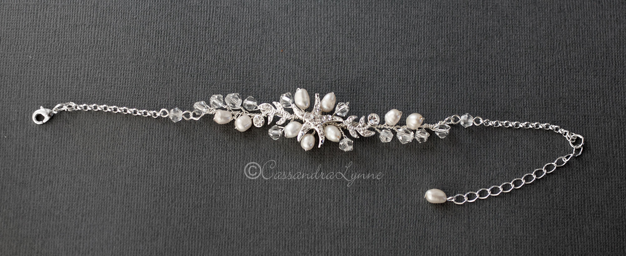 Nautical Wedding Starfish Bracelet with Pearls - Bracelet - Cassandra Lynne