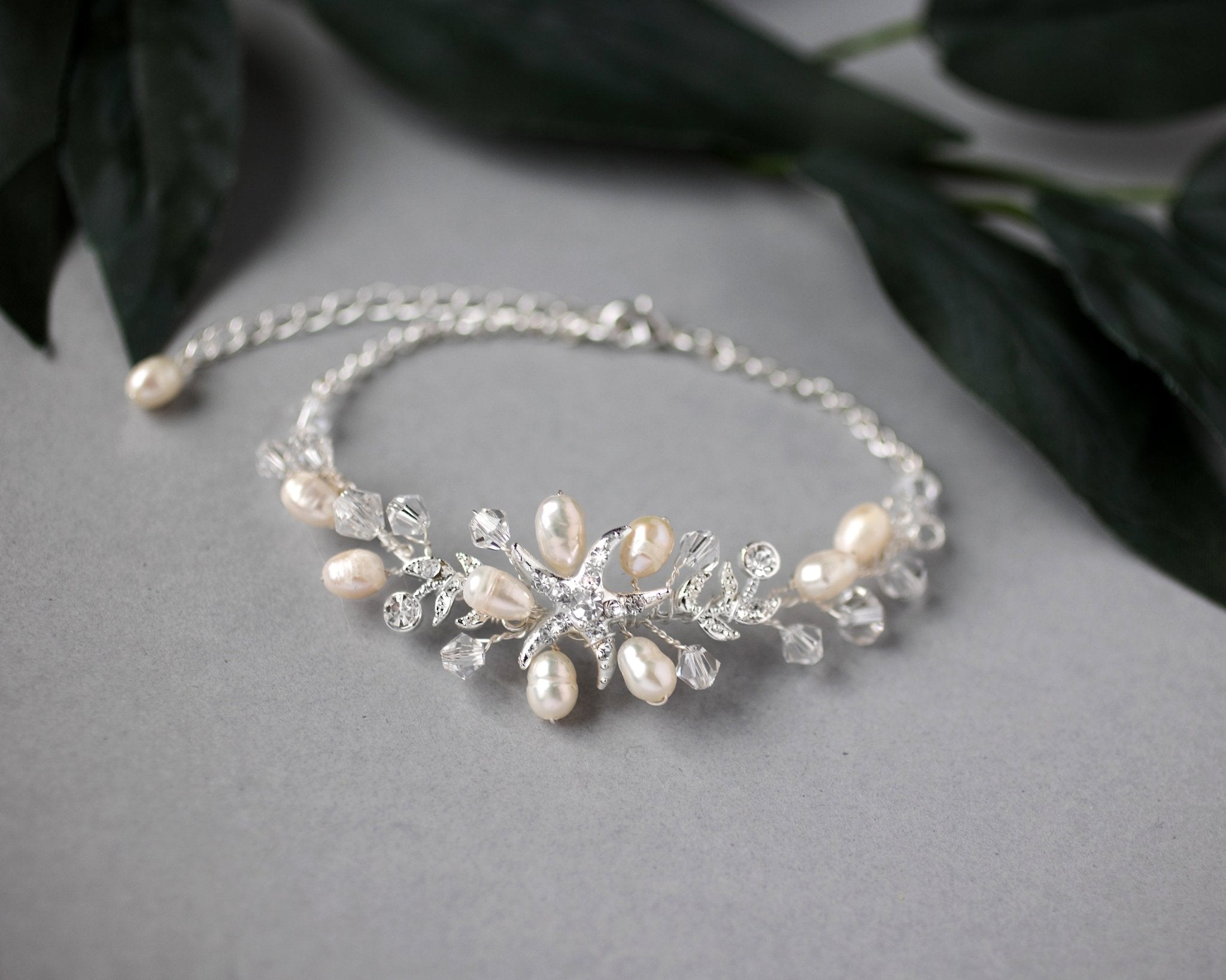 Nautical Wedding Starfish Bracelet with Pearls - Bracelet - Cassandra Lynne
