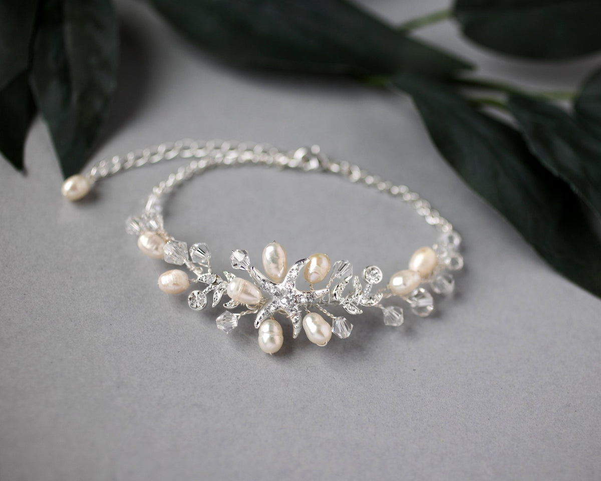 Nautical Wedding Starfish Bracelet with Pearls - Bracelet - Cassandra Lynne