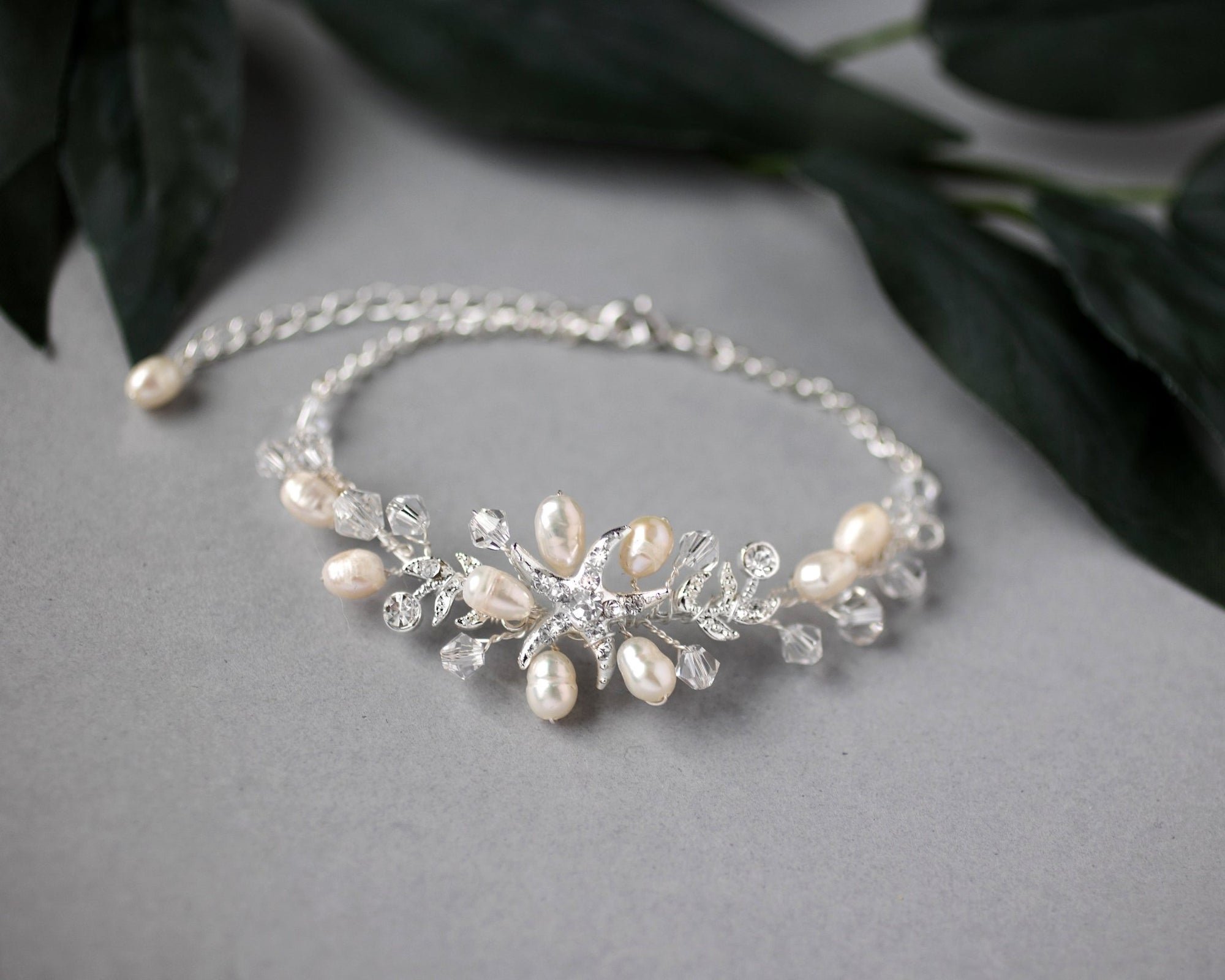 Nautical Wedding Starfish Bracelet with Pearls - Bracelet - Cassandra Lynne