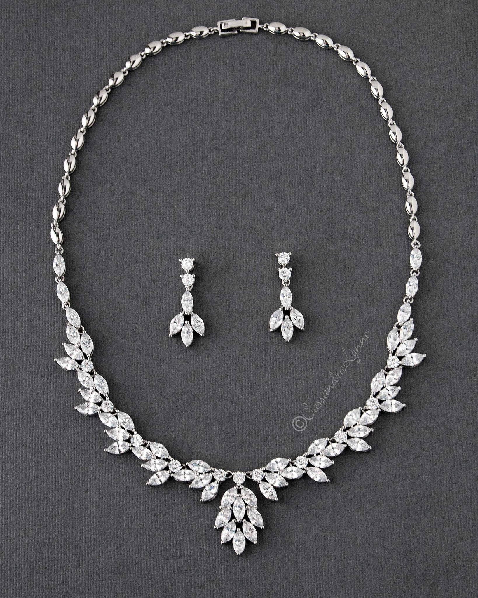 Nora CZ Wedding Necklace and Earrings