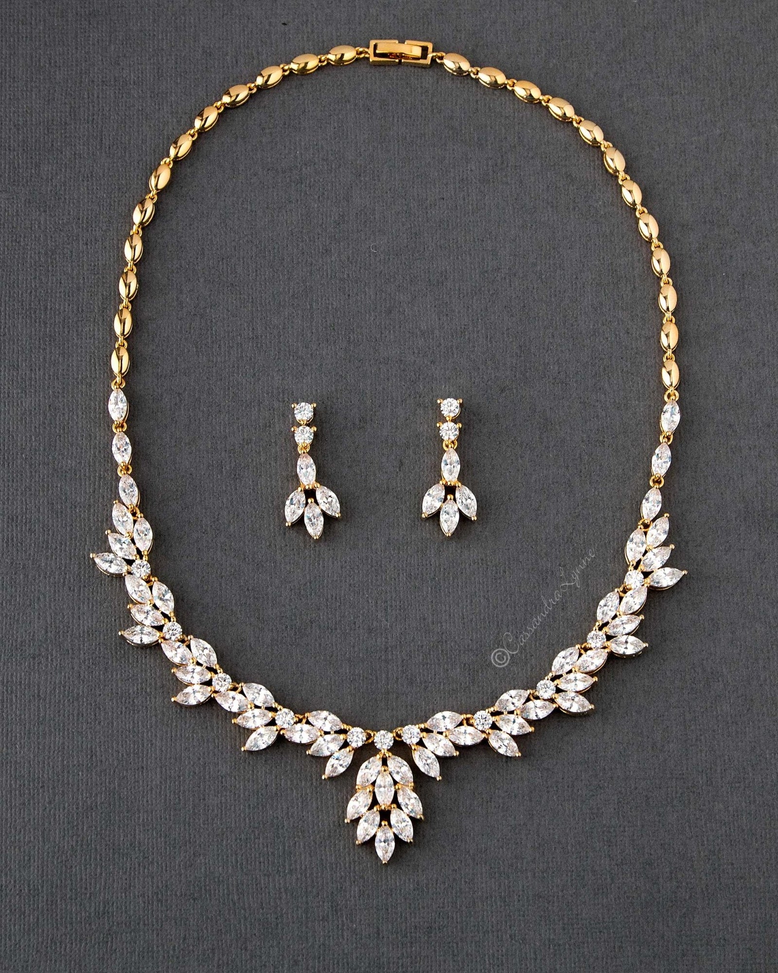 CZ Wedding Necklace and Earrings - Cassandra Lynne