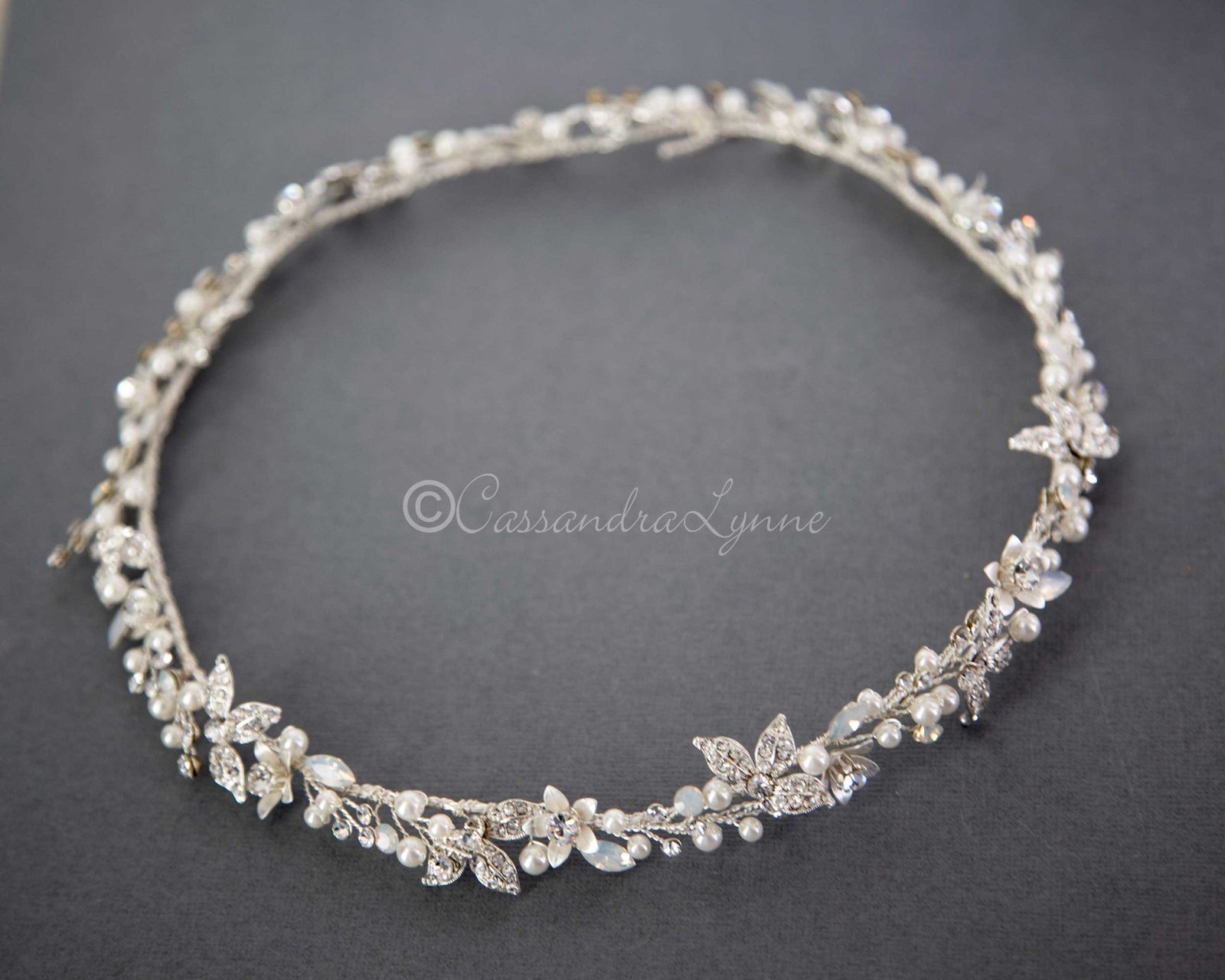 Opal Accented Halo Vine with Pearls - Cassandra Lynne