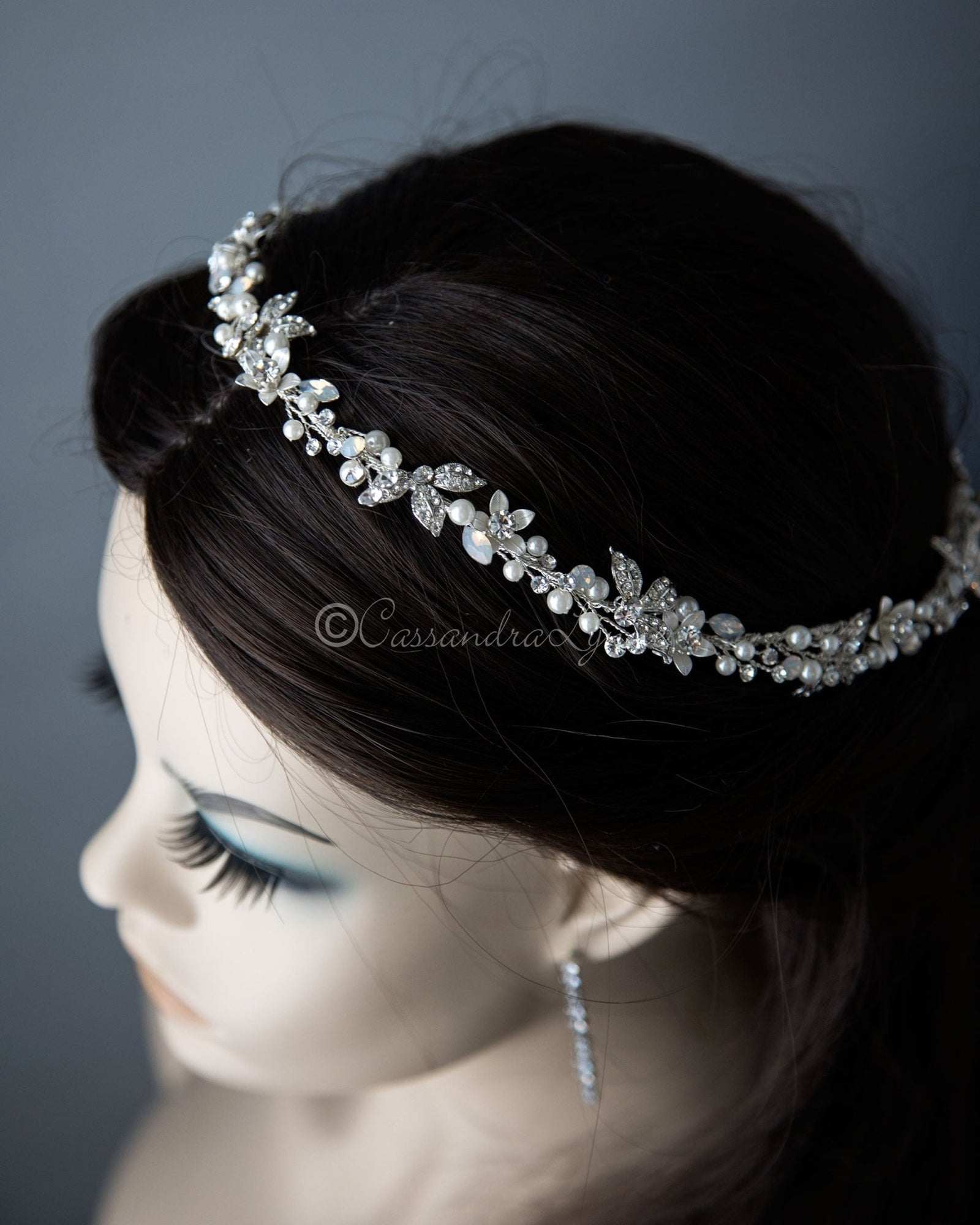 Opal Accented Halo Vine with Pearls - Cassandra Lynne