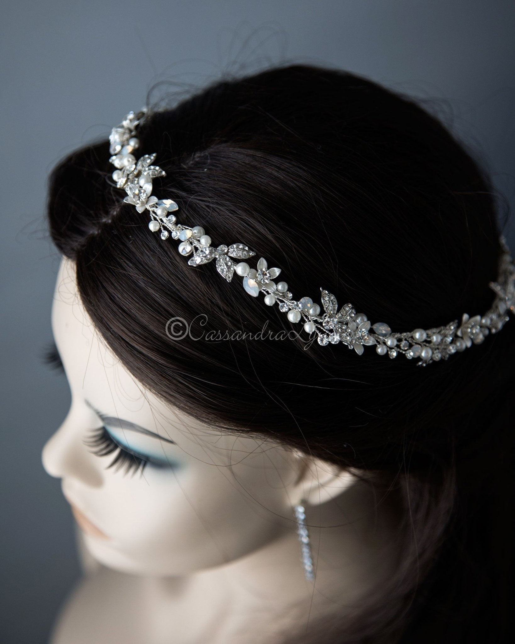 Opal Accented Halo Vine with Pearls