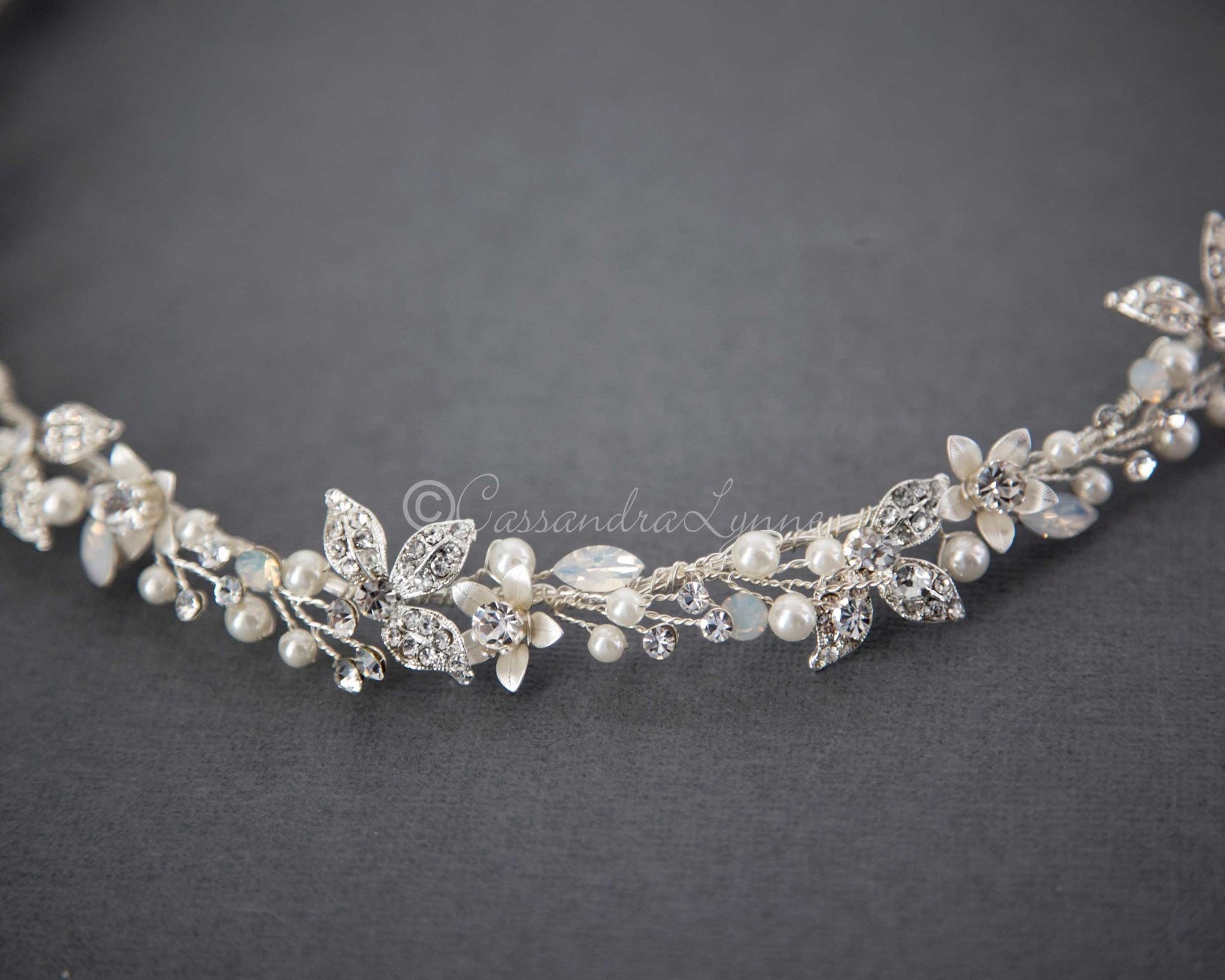Opal Accented Halo Vine with Pearls - Cassandra Lynne