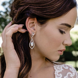 Opalescent Wedding Earrings in Rose Gold