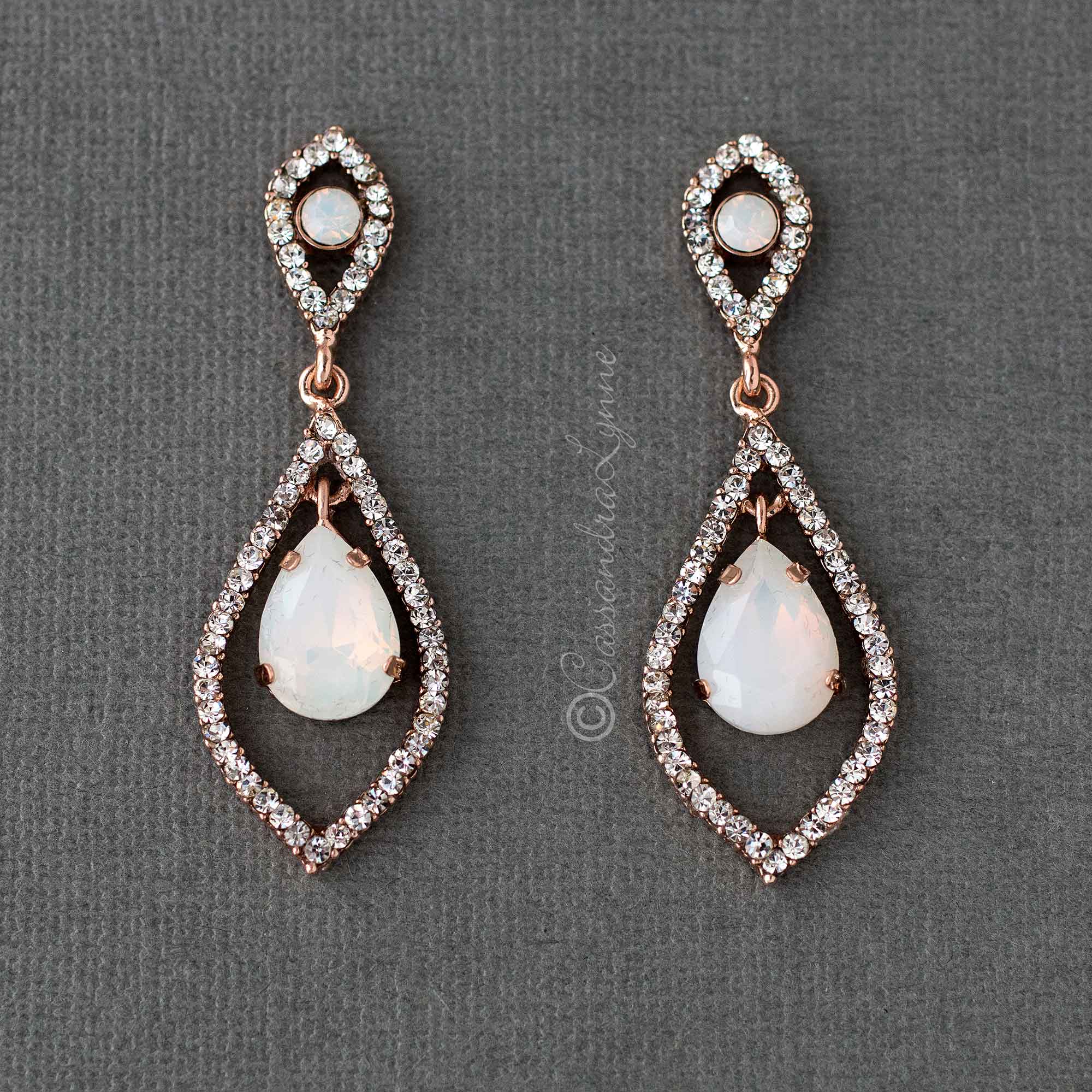 CZ Drop Earrings with Pearls for the Bride - Cassandra Lynne