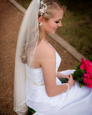 Opaque Beads and Pearls 40" Wedding Veil