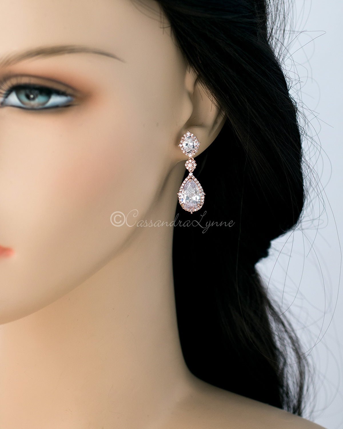 Oval and Water Drop Cubic Zirconia Earrings - Earrings - Cassandra Lynne