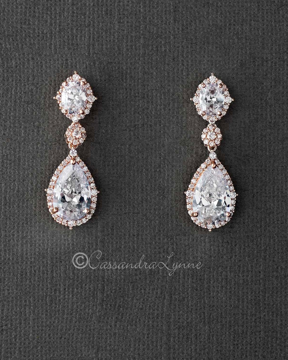Oval and Water Drop Cubic Zirconia Earrings - Earrings - Cassandra Lynne