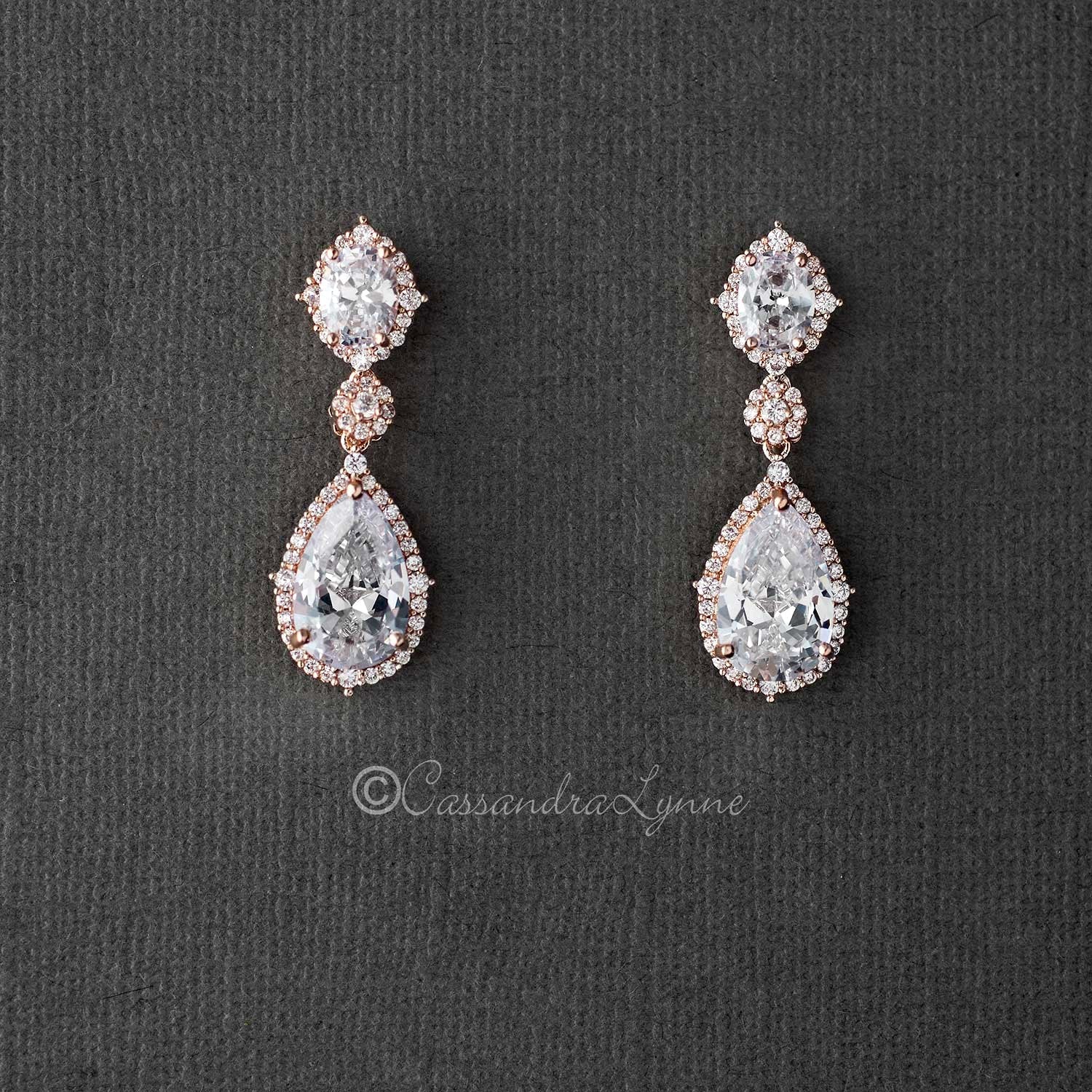 Triple Paisley Yellow, White and Rose Gold Drop Earrings with Diamonds