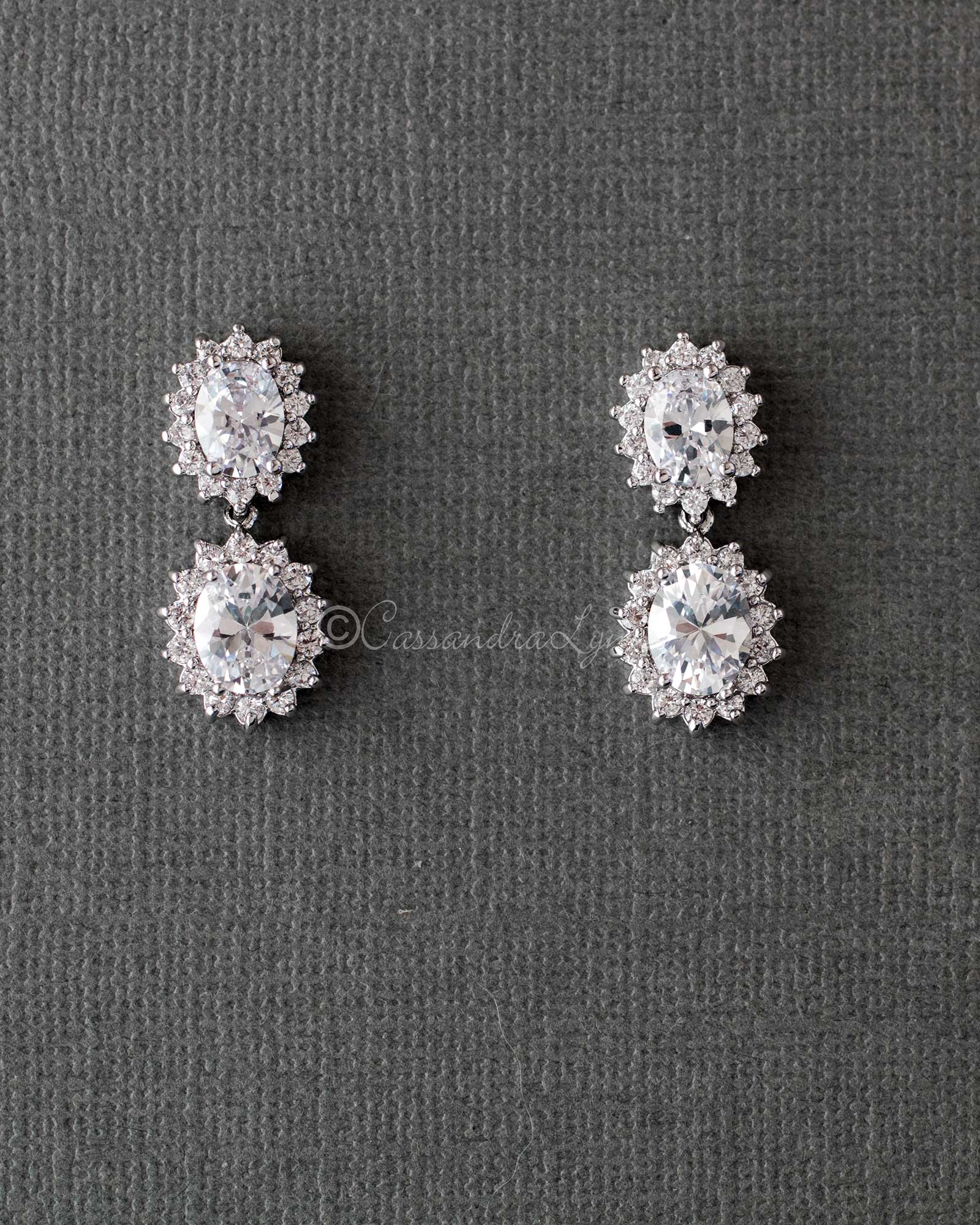 Oval Drops Wedding Necklace and Earrings - Cassandra Lynne